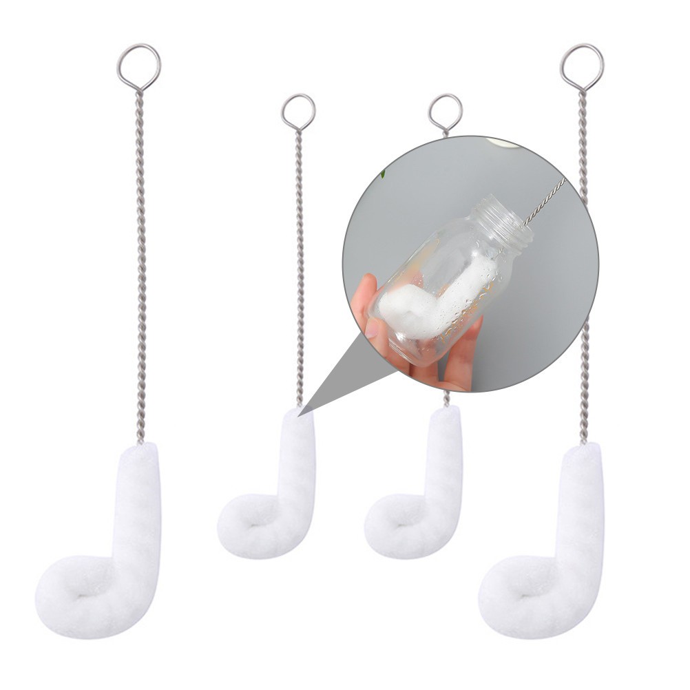 4Pcs Durable Bottle Cleaning Brush Set Fiber Stainless Steel Flexible for Home