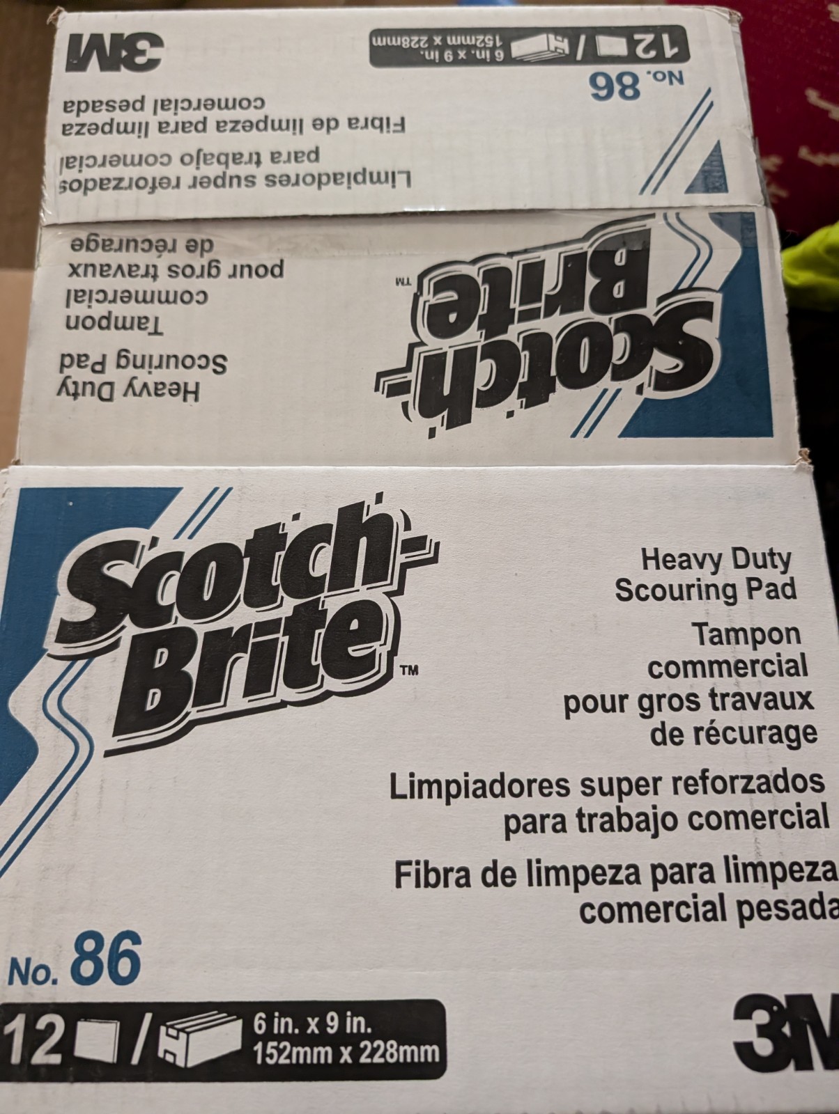 2 Boxes Scotch-Brite Heavy Duty Scouring Pad No. 86 6 x 9 in Unscented 12 Pack