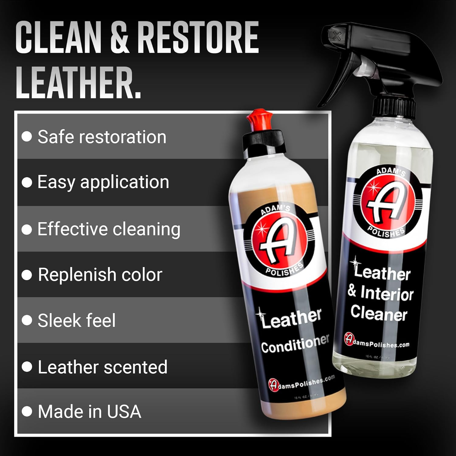 Leather Care Kit – Leather Cleaner & Conditioner Car Cleaning Supplies | UV Prot