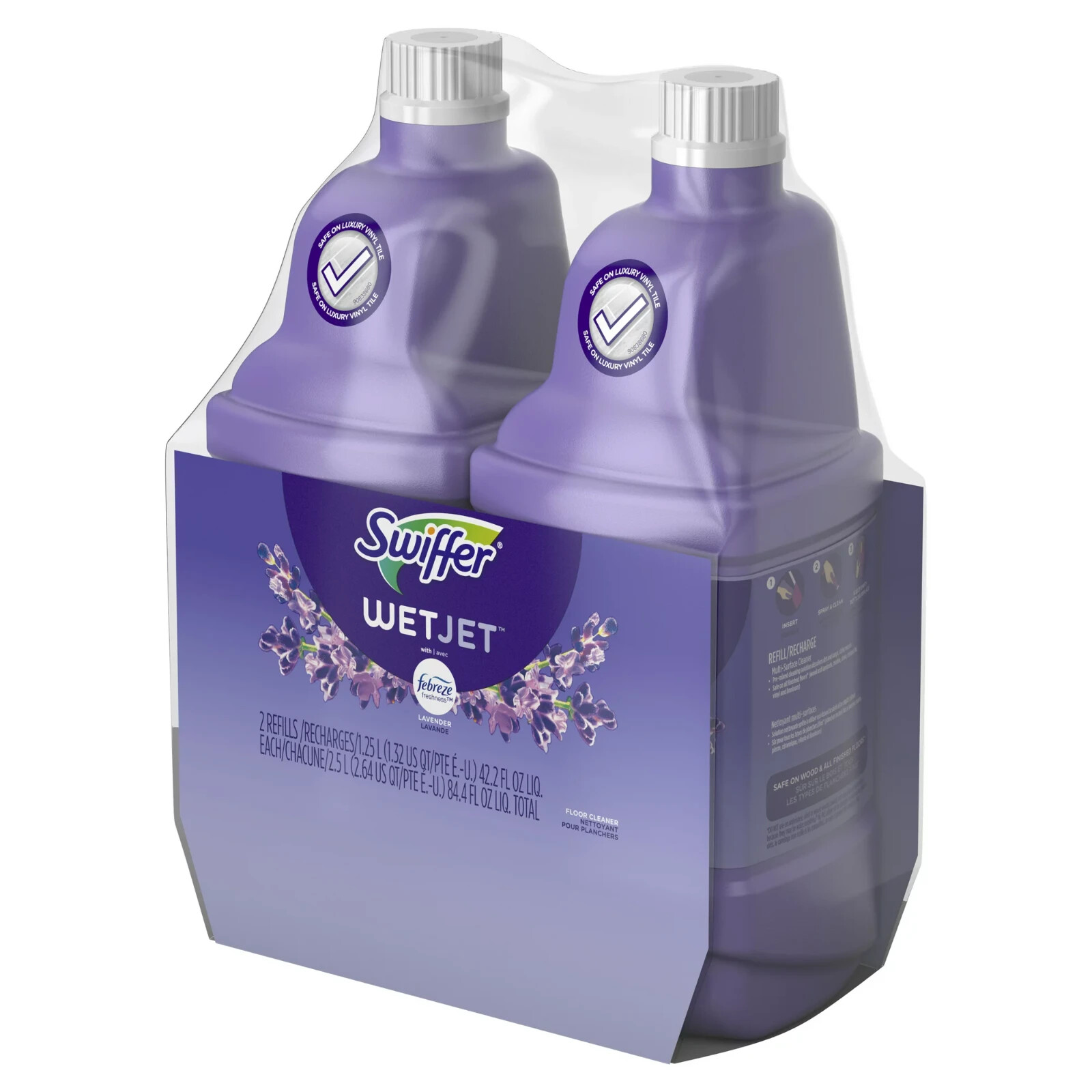 Swiffer WetJet Liquid Floor Cleaner, Lavender Vanilla & Comfort, 1.25 Liter (2 P