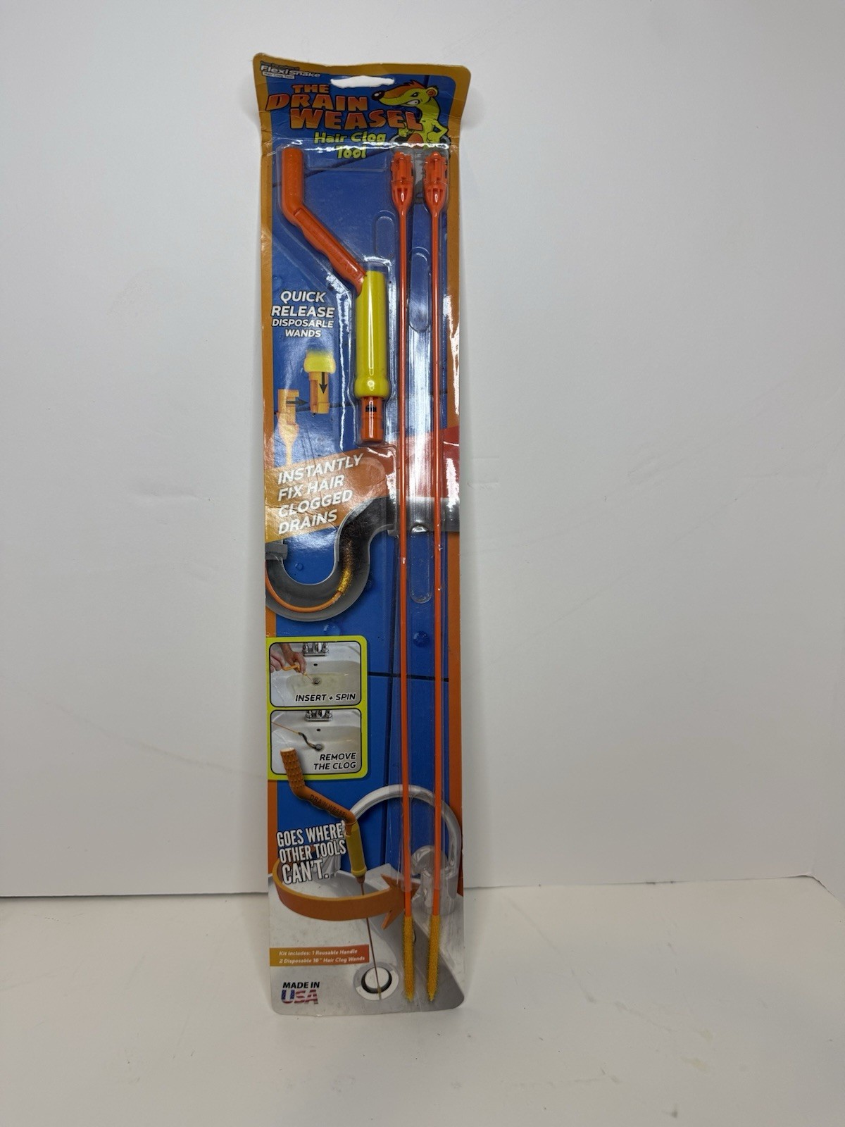 FlexiSnake DWPSK2 Clog Remover 2 Pack With Reusable Spin Handle