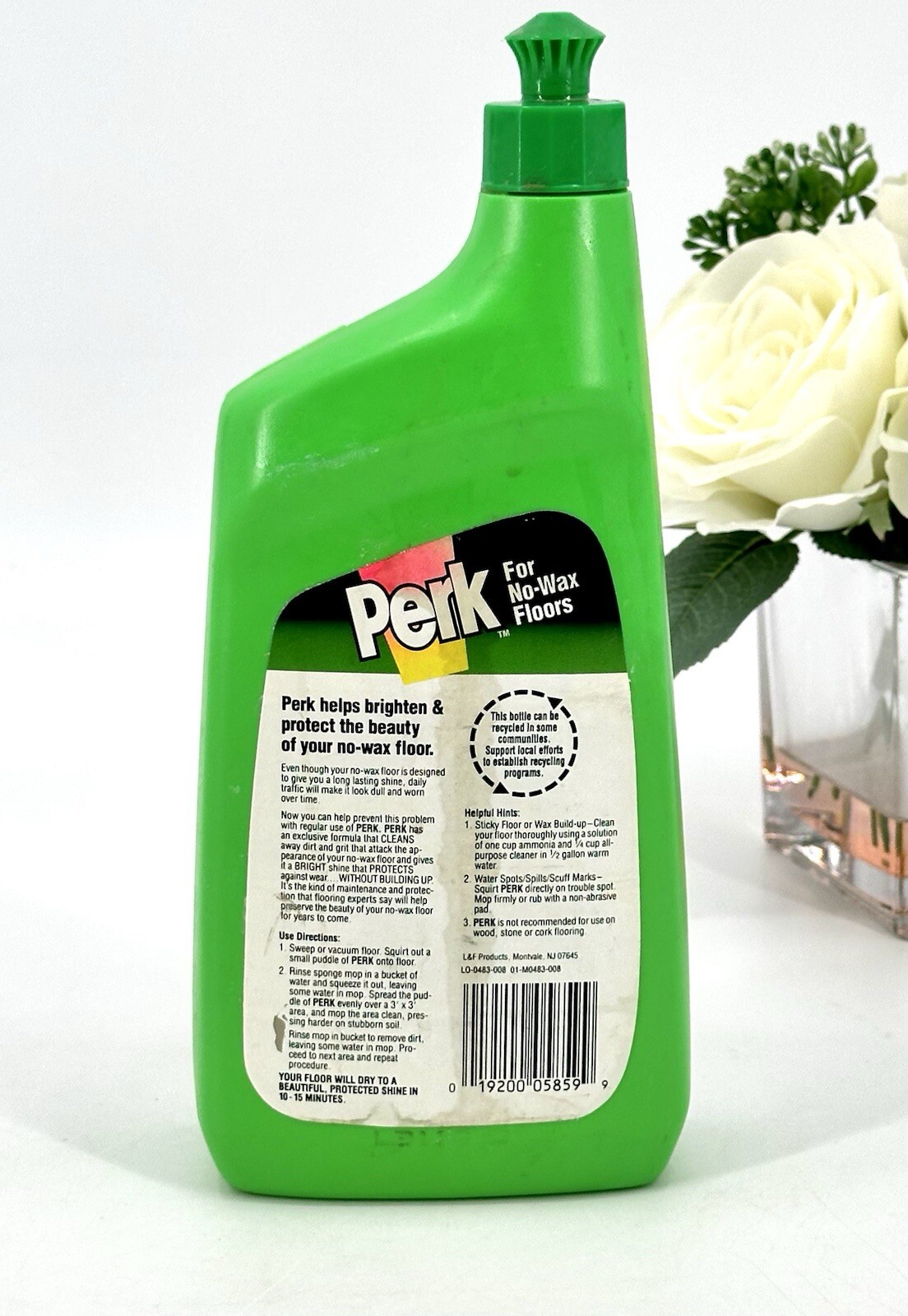 Vintage Perk No-Wax Floor Cleaner 22 oz Bottle Appears Full Advertising Prop