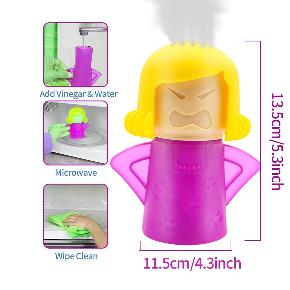 Abnaok Angry Mom Microwave Cleaner and 2 Count (Pack of 1), White+Yellow