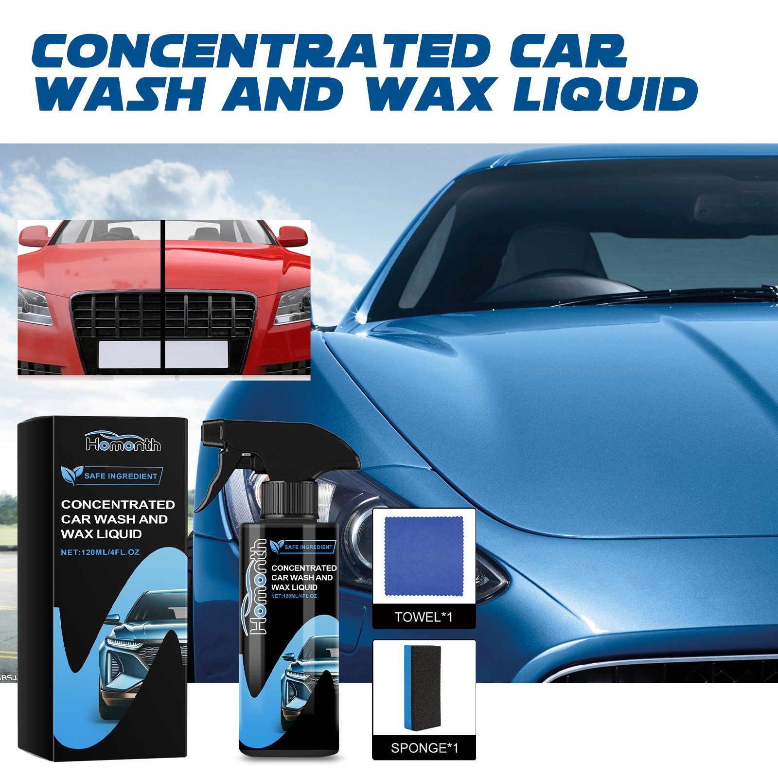 Car Detailing Kit Scratch Remover Hydrophobic Cleaner Water Spot Wax Spray
