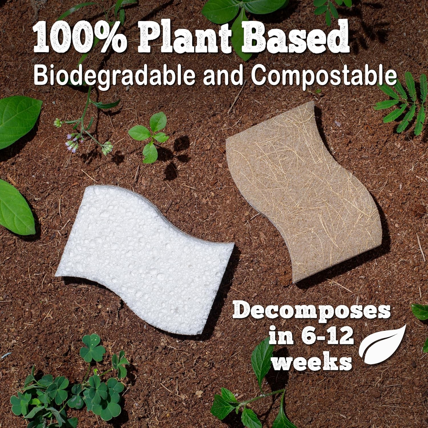 Natural Kitchen Sponge – Biodegradable Compostable Plant Based Coconut Scrubber