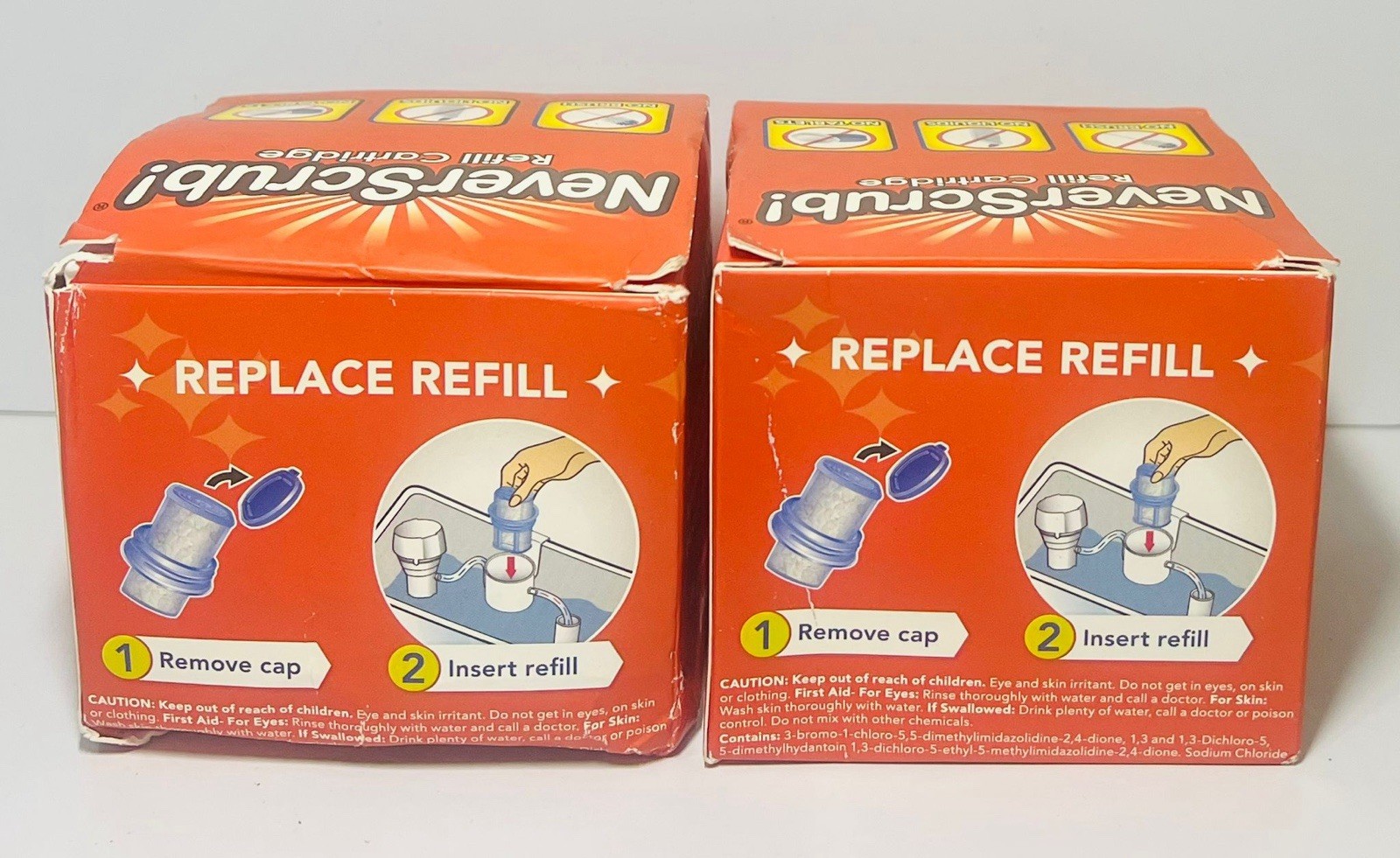 NeverScrub Refill Cartridge 2 Pack Automatic Toilet Cleaner NEW