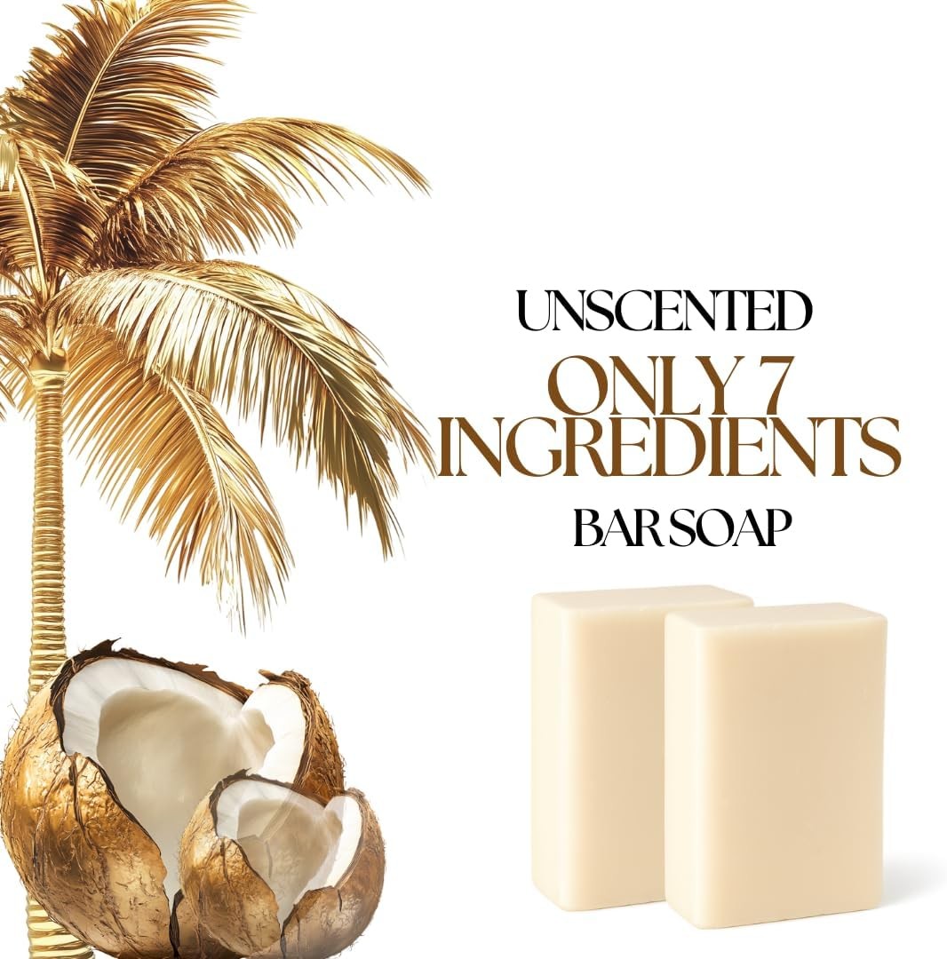 Unscented Bar Soap | Only 7 Ingredients | For Sensitive Skin, Face & Body