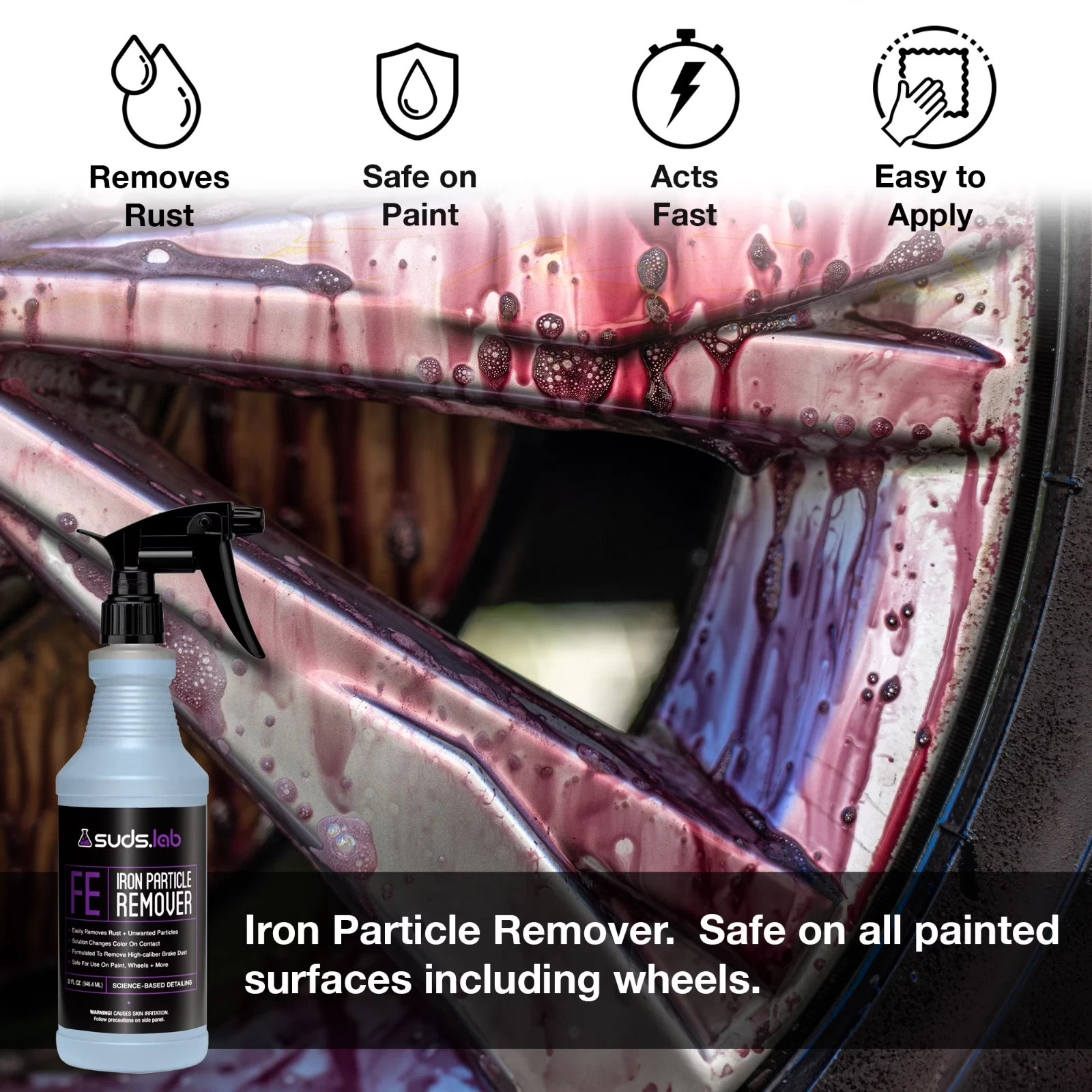Suds Lab FE Iron Remover 32oz Color Changing Fallout Cleaner Spray