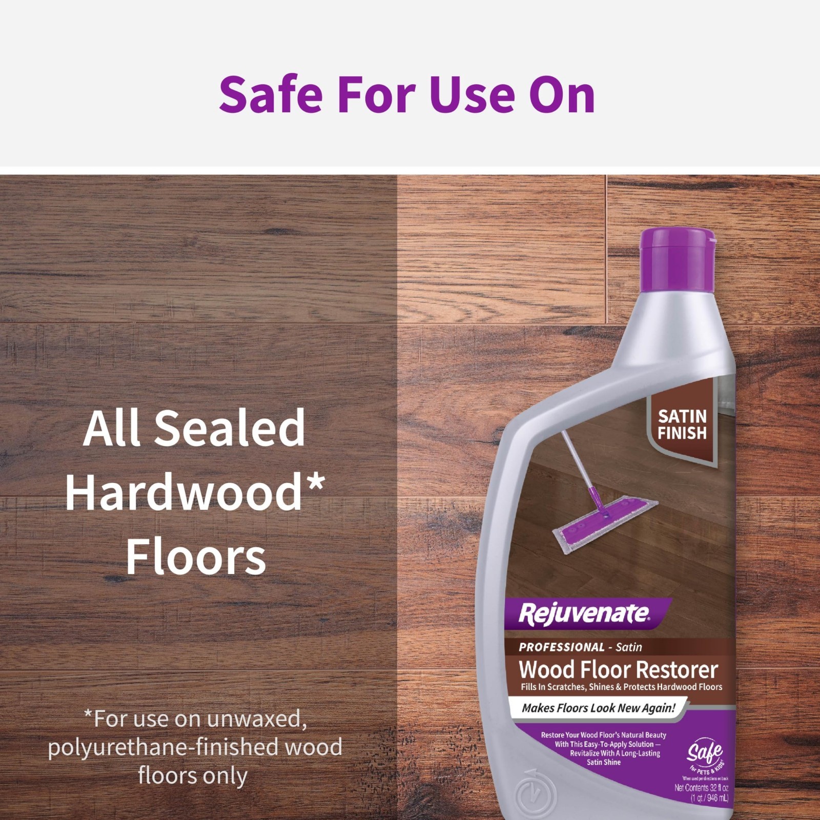 Wood Floor Restorer 32oz – Fills Scratches, Shines & Protects – Matte Satin Fini