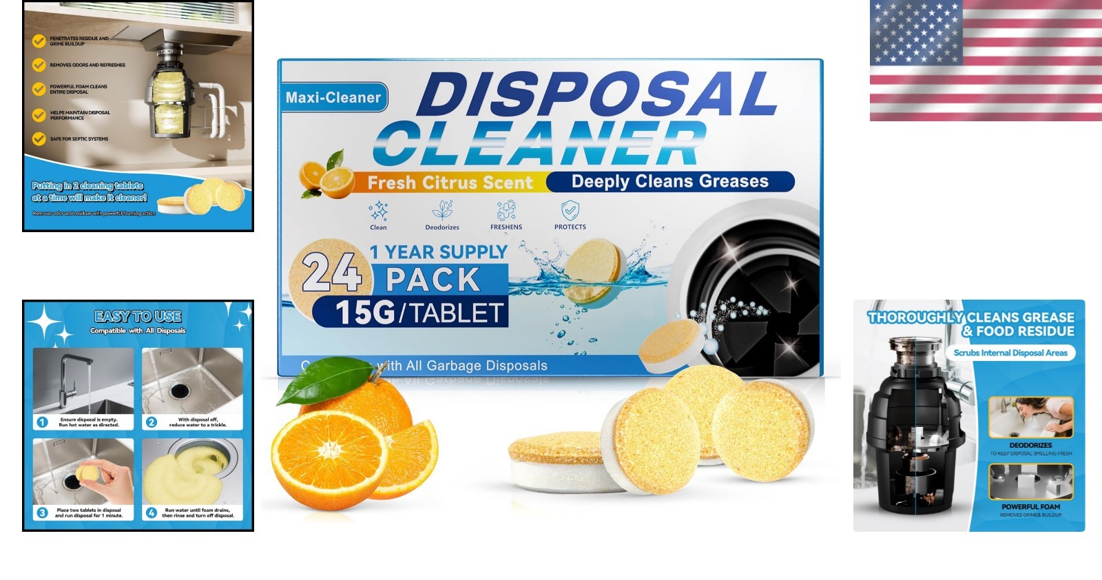 Foaming Garbage Disposal Cleaner Deodorizer Tablets – 24 Pack (1 Supply)