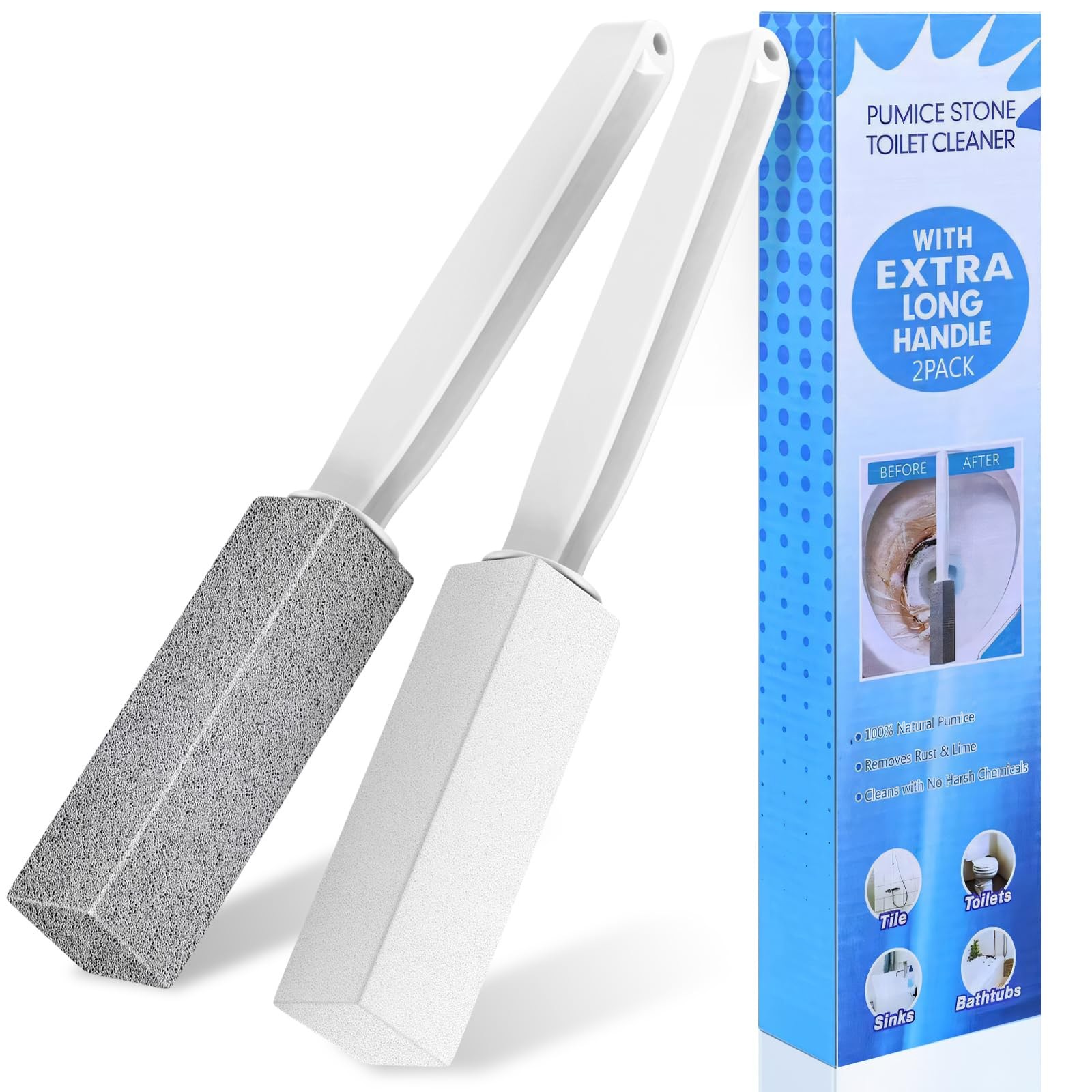 Toilet Bowl Cleaner Pumice Stone -Hard Water Stain Remover Powerfully Removes…