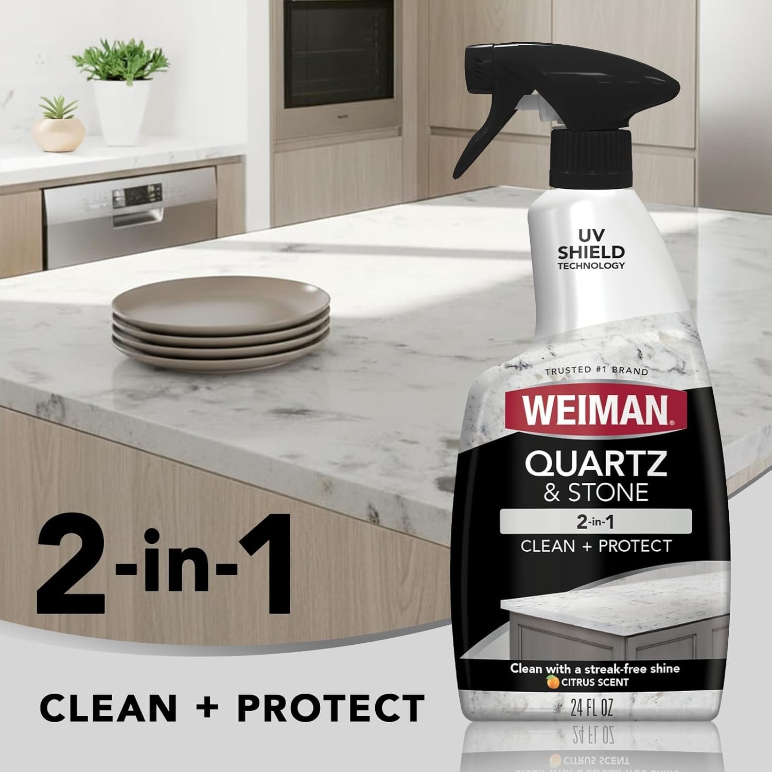 Spotless Shine for Granite & Marble – Citrus Quartz Countertop Cleaner, 24 oz