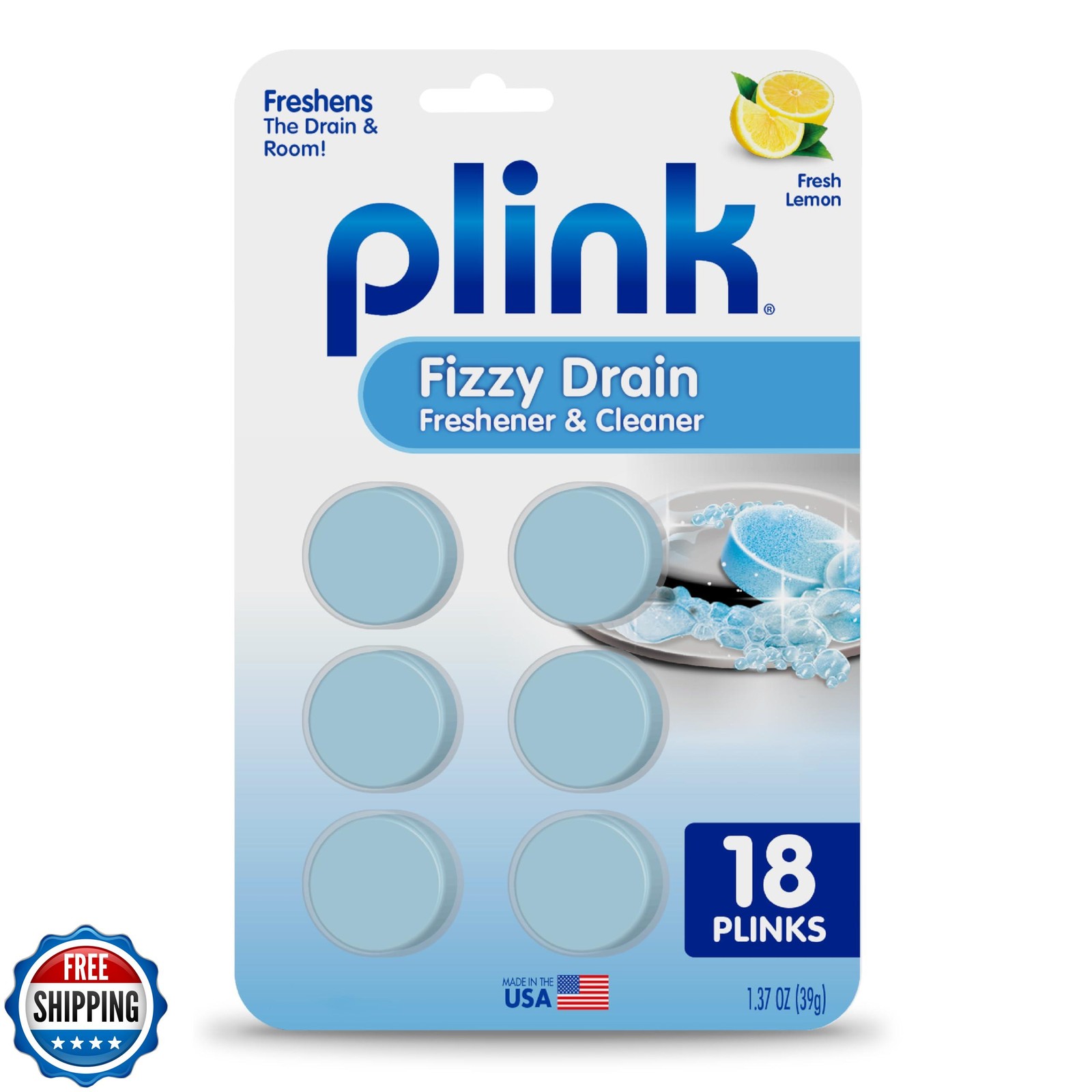 Plink Fizzy Drain Cleaner and Freshener, Prevents Drain Clogs and Buildup, Re