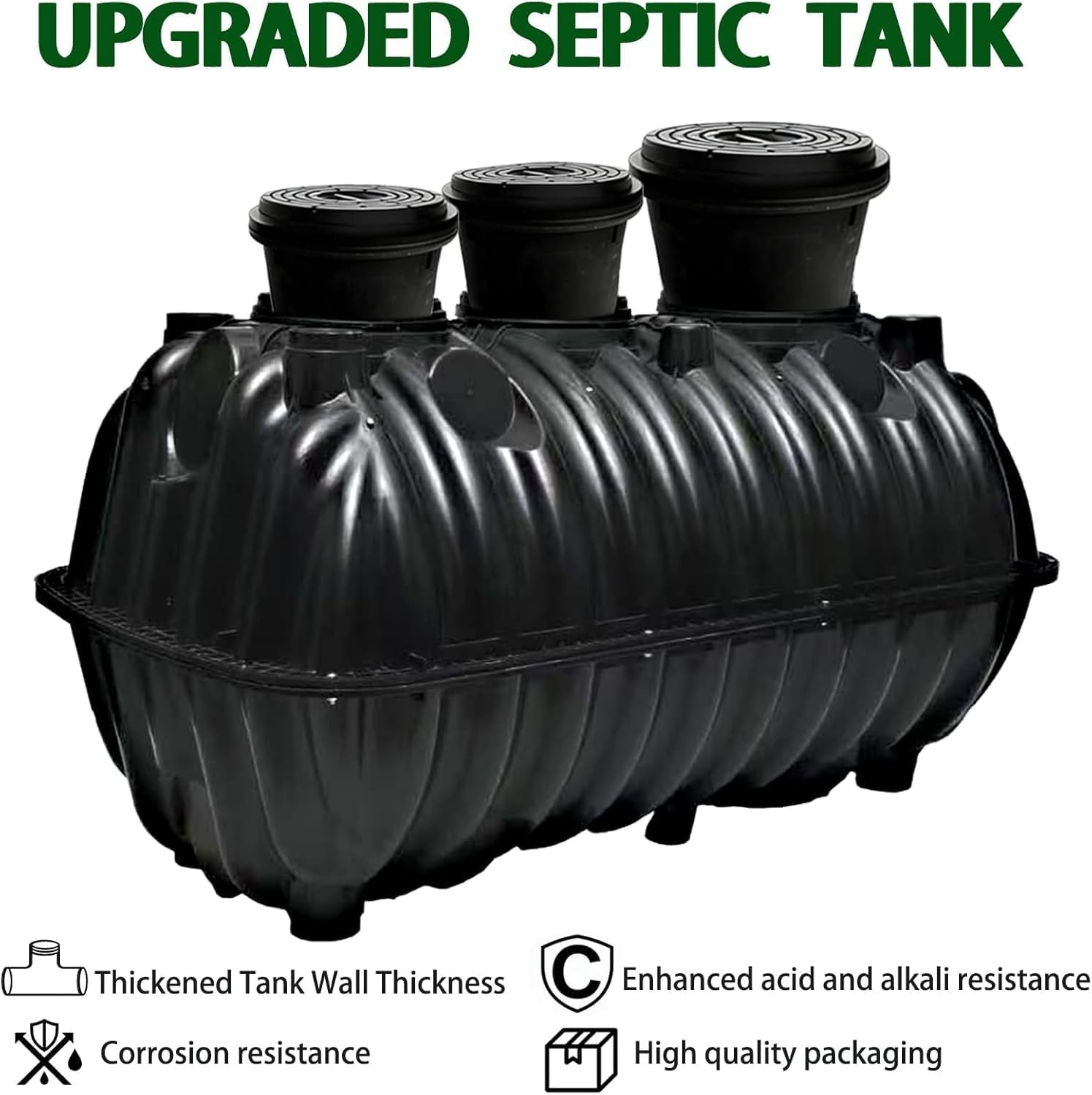 Large Underground Septic Tank Kit -68.3X38.8X36.2In Plastic Septic Tank System,