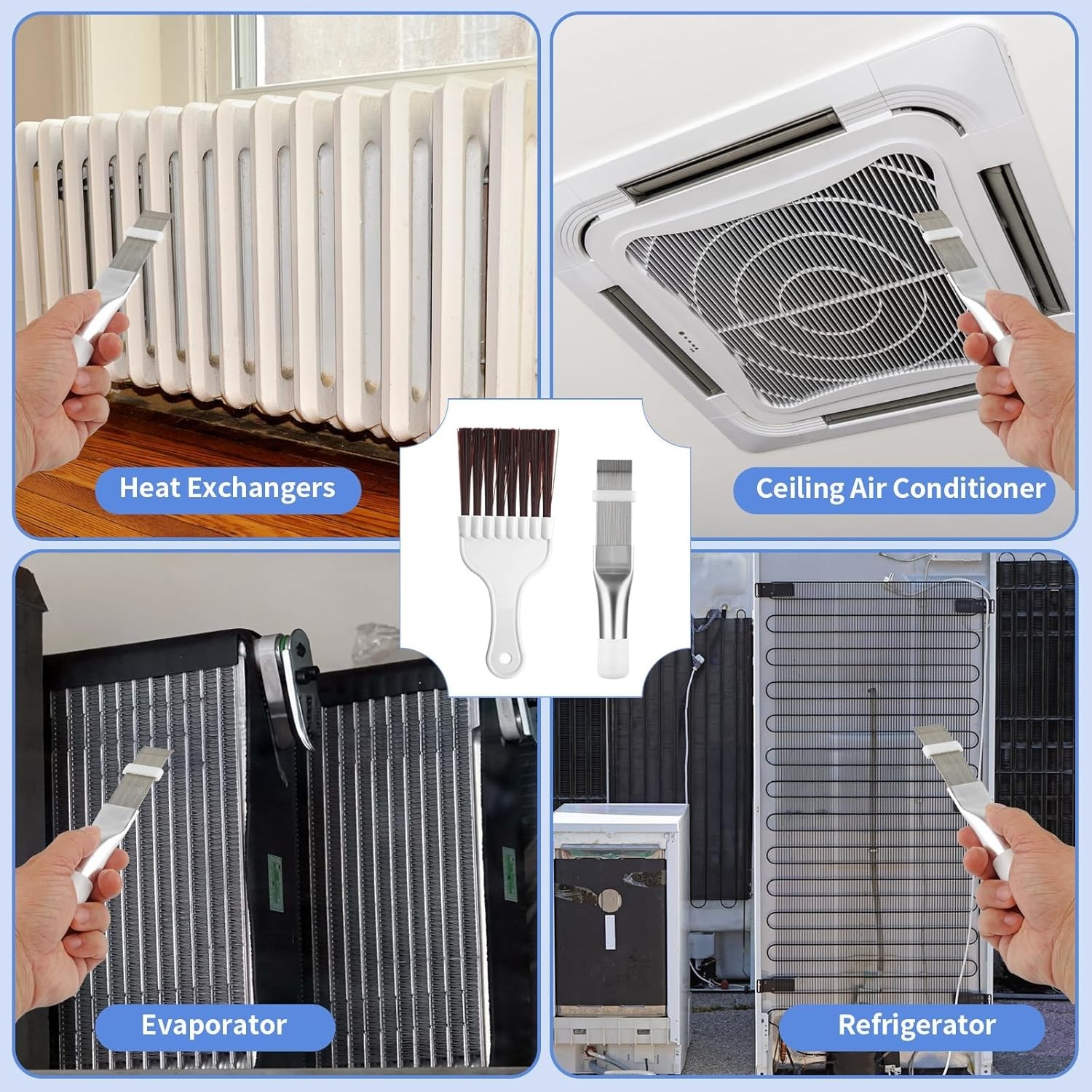 2-Piece Air Conditioner Coil Cleaning Brush Set – Lightweight & Effective