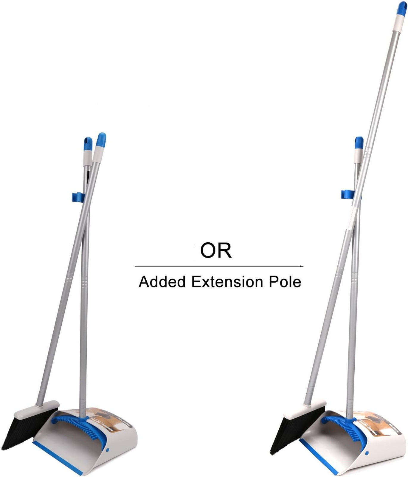Long Handle Broom and Dustpan Set Upright Dust Pan Combo for Home Kitchen Office