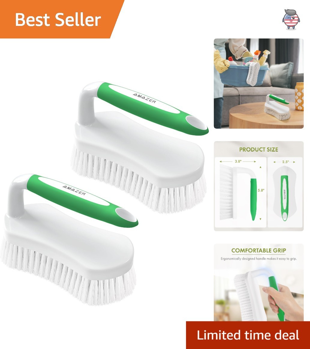 Pack of 2 Comfort Grip Shower Scrubber Brushes for Heavy Duty Household Cleaning