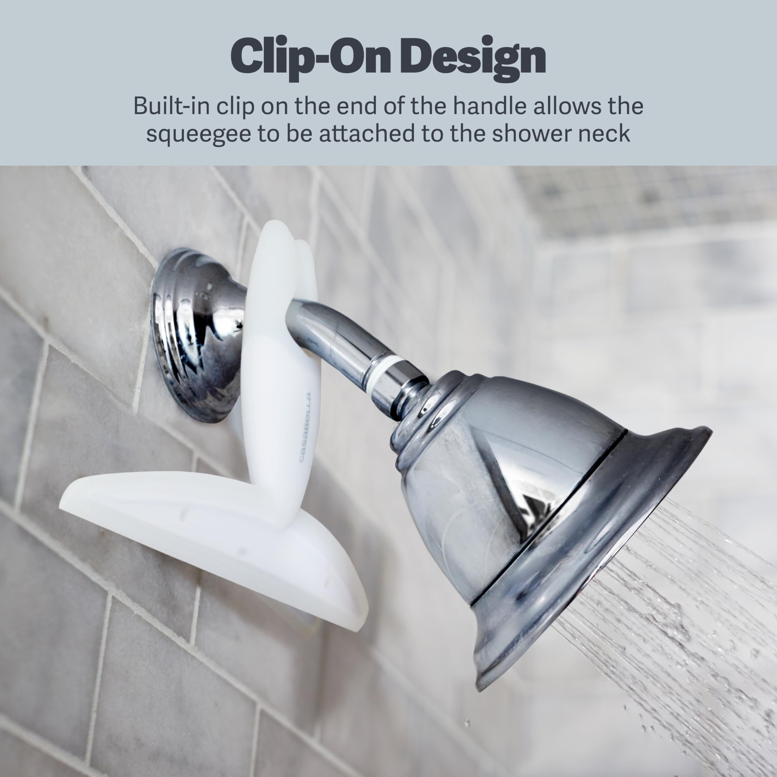 Casabella Clip-on Silicone Squeegee 10-1/8 x 6-3/4 Inches