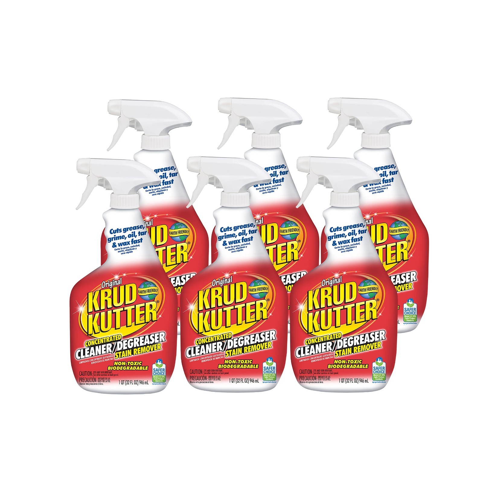Concentrated Cleaner & Degreaser Spray, Stain Remover, 32 oz, 6 Pack – Heavy Dut
