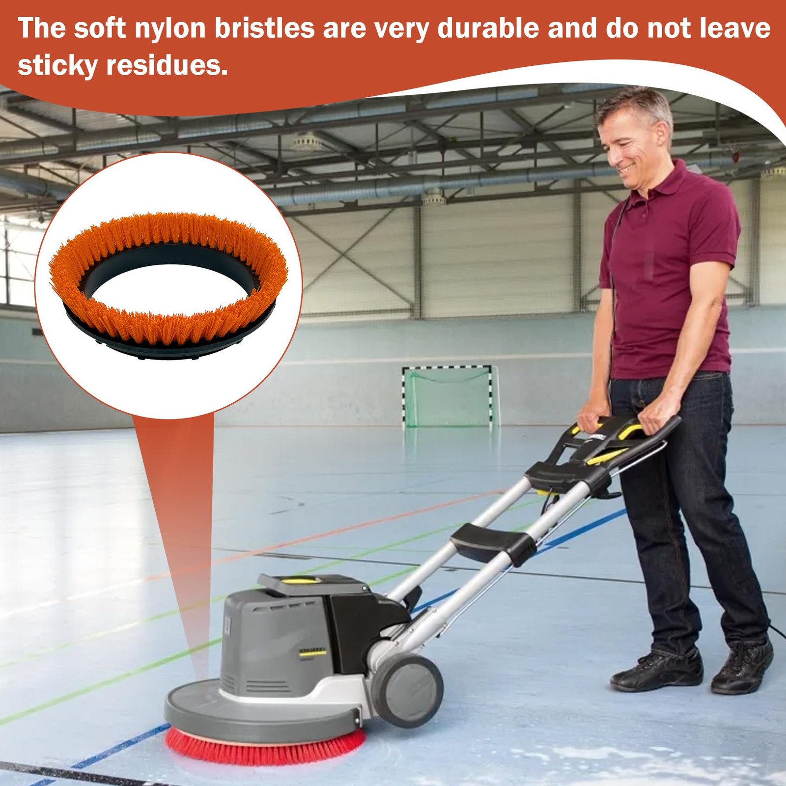 Commercial 237047 Nylon Carpet Orbiter Brush, 12″ Diameter, Polypropylene Bri…