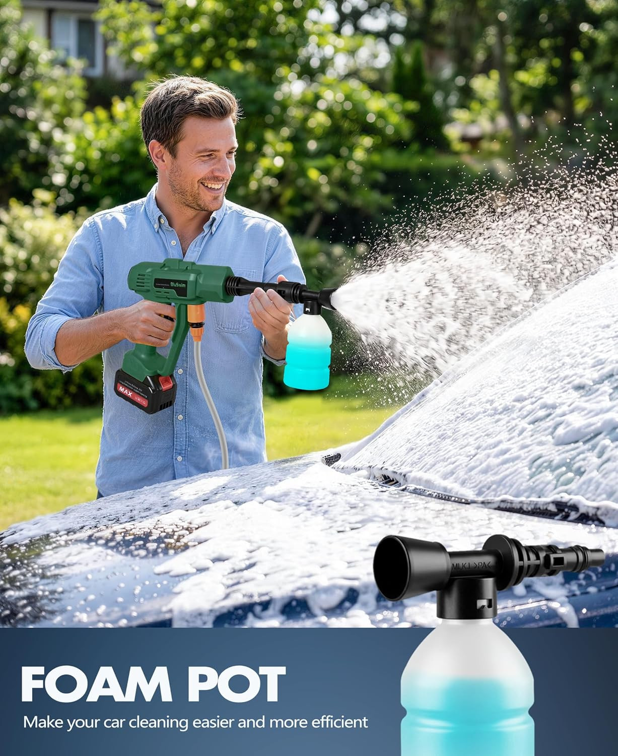 Cordless Car Cleaning Tool with LCD Display, Portable Vehicle Cleaner with Brush