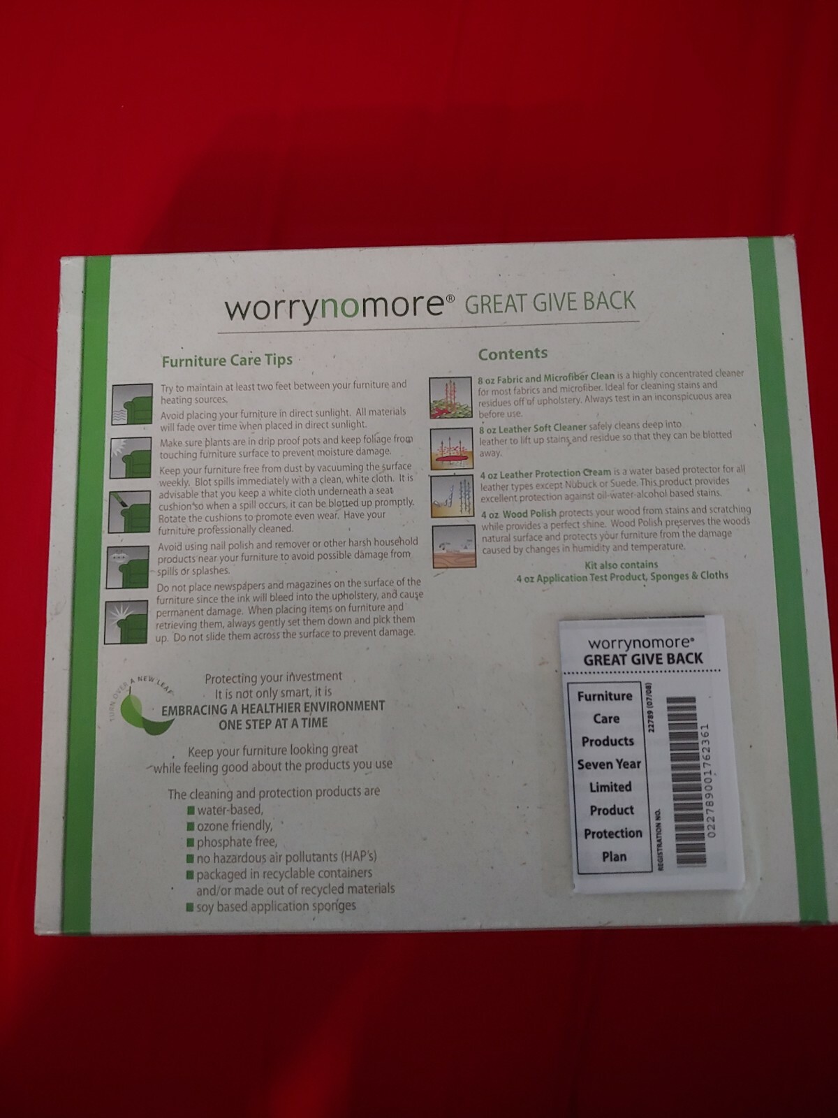 WorryNoMore Furniture Cleaning Protection Kit Microfiber Leather Wood Polish New
