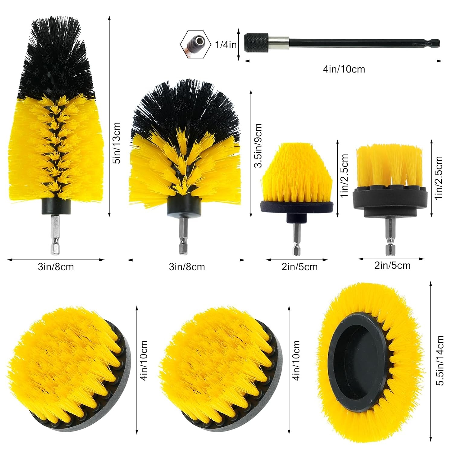 8 Pcs Drill Brush Attachment Set, Power Cleaning Scrub Brush Kit with Extend Lon