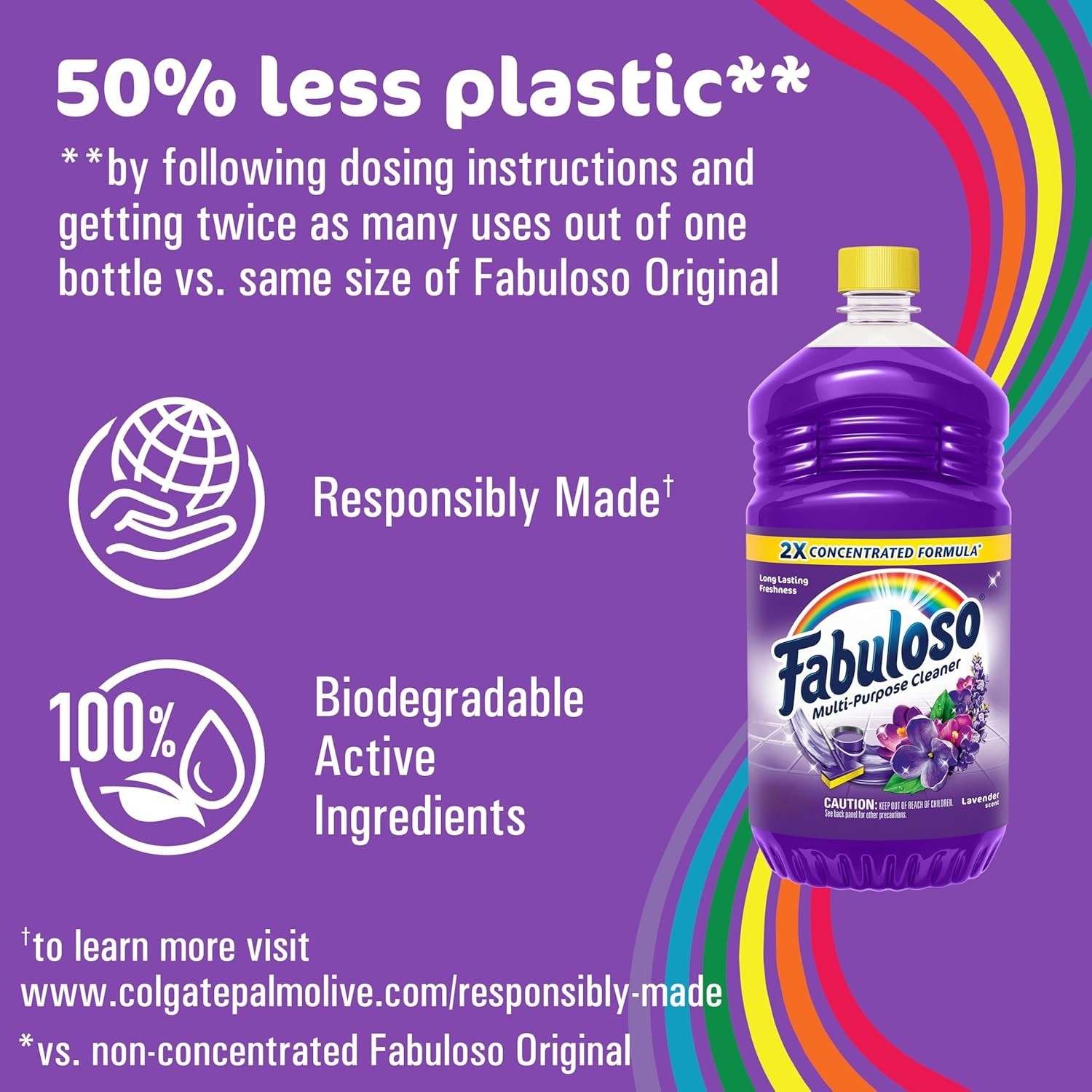 Biodegradable Lavender Cleaner – 56 Fl Oz, Residue-Free 2X Concentrated Formula