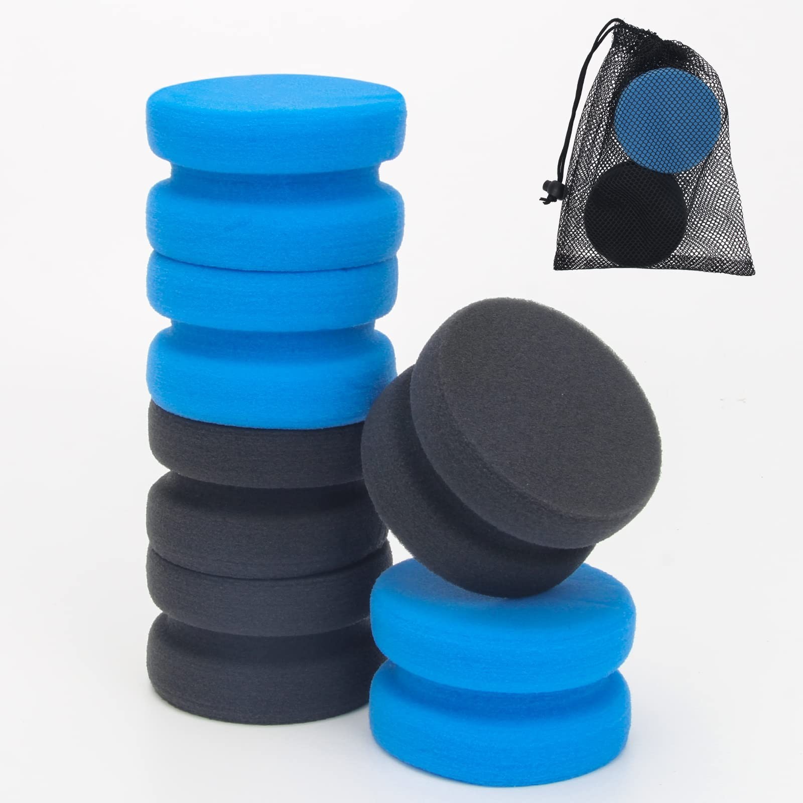 6 Pcs Double-Sided Paint Sponges – Round Art Craft & Car Waxing Sponges with Mes