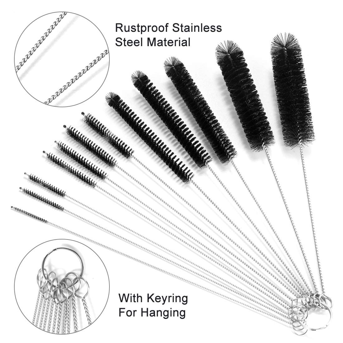 9.5 Inches Long Straw Cleaner Brush Set, 12 Pack Straw Pipe Cleaner Brush Set…