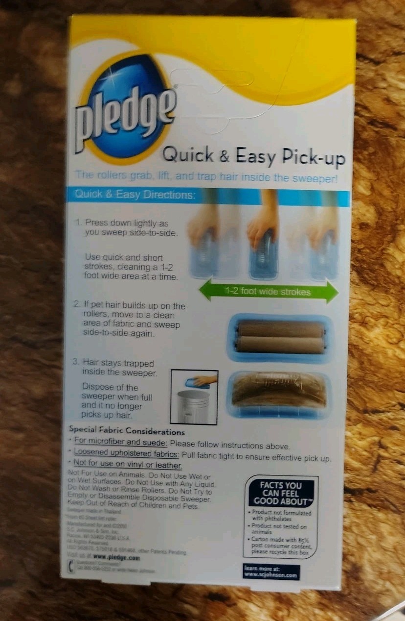 Pledge Fabric Sweeper for Pet Hair Multi-Use Disposable Sweeper Johnson New