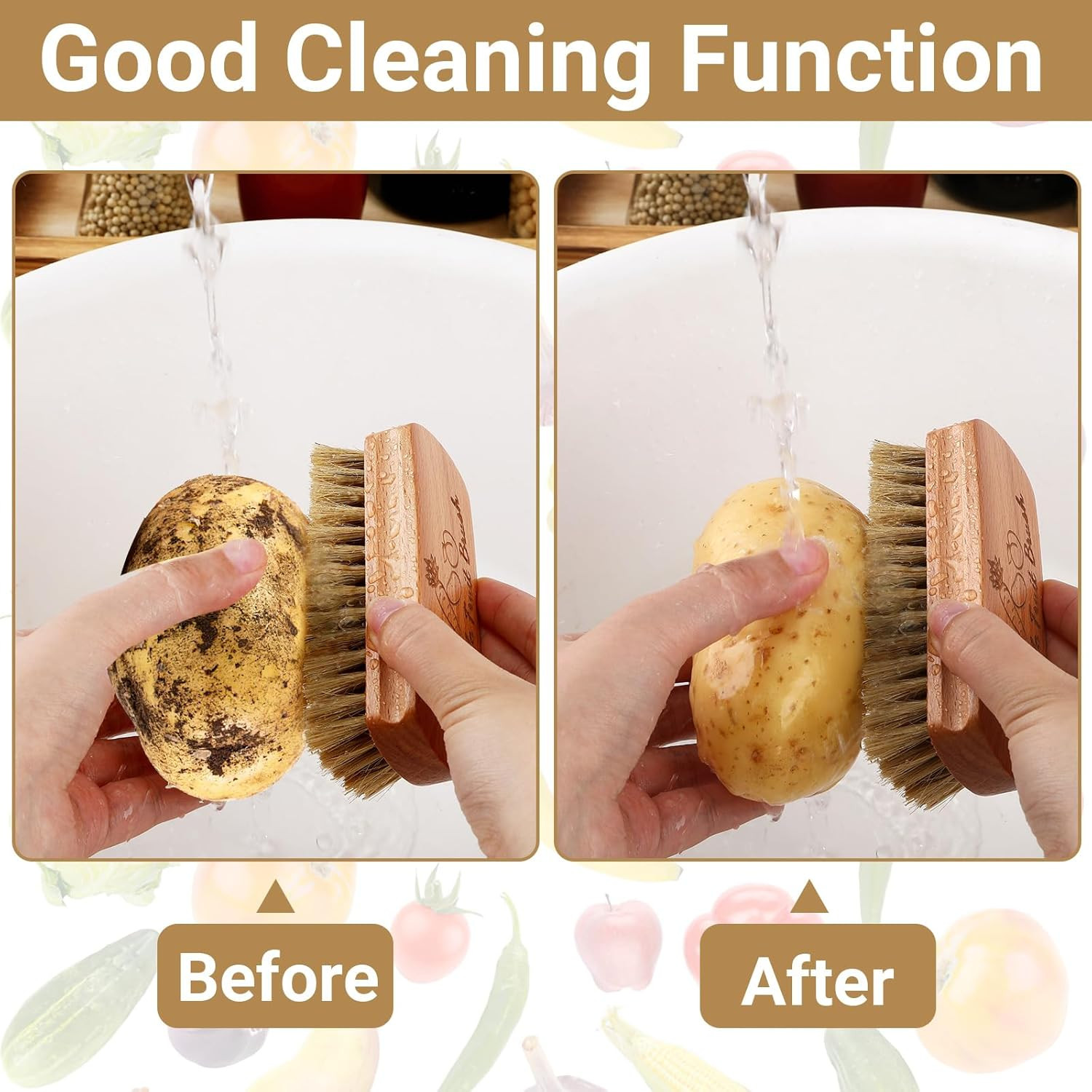 Vegetable Brush,Veggie Wash Brushes Potato Brush Cleaning Brush for Potato Carro