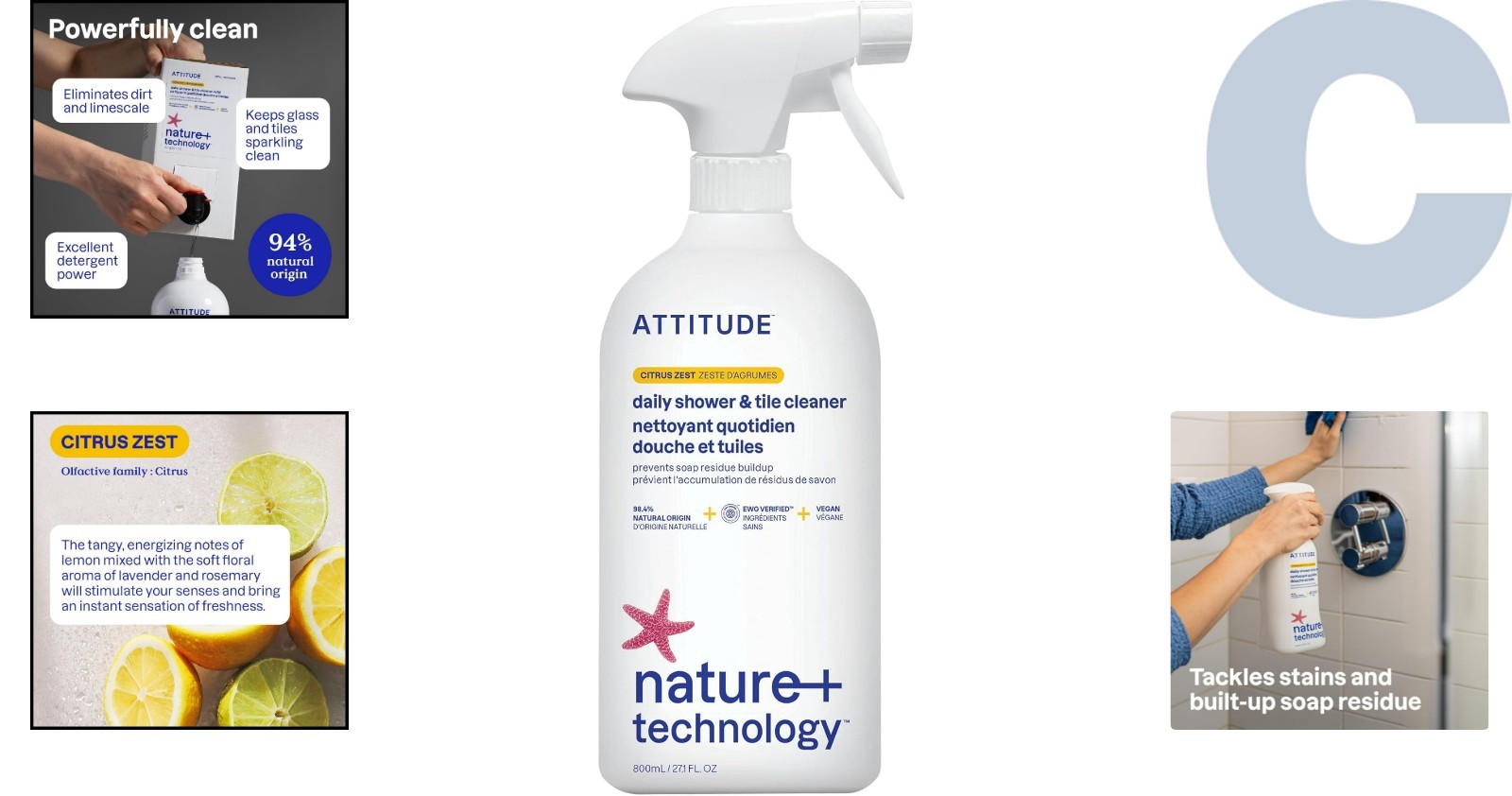 Plant-Based EWG Verified Shower & Tile Cleaner – 27.1 Fl Oz Formulation