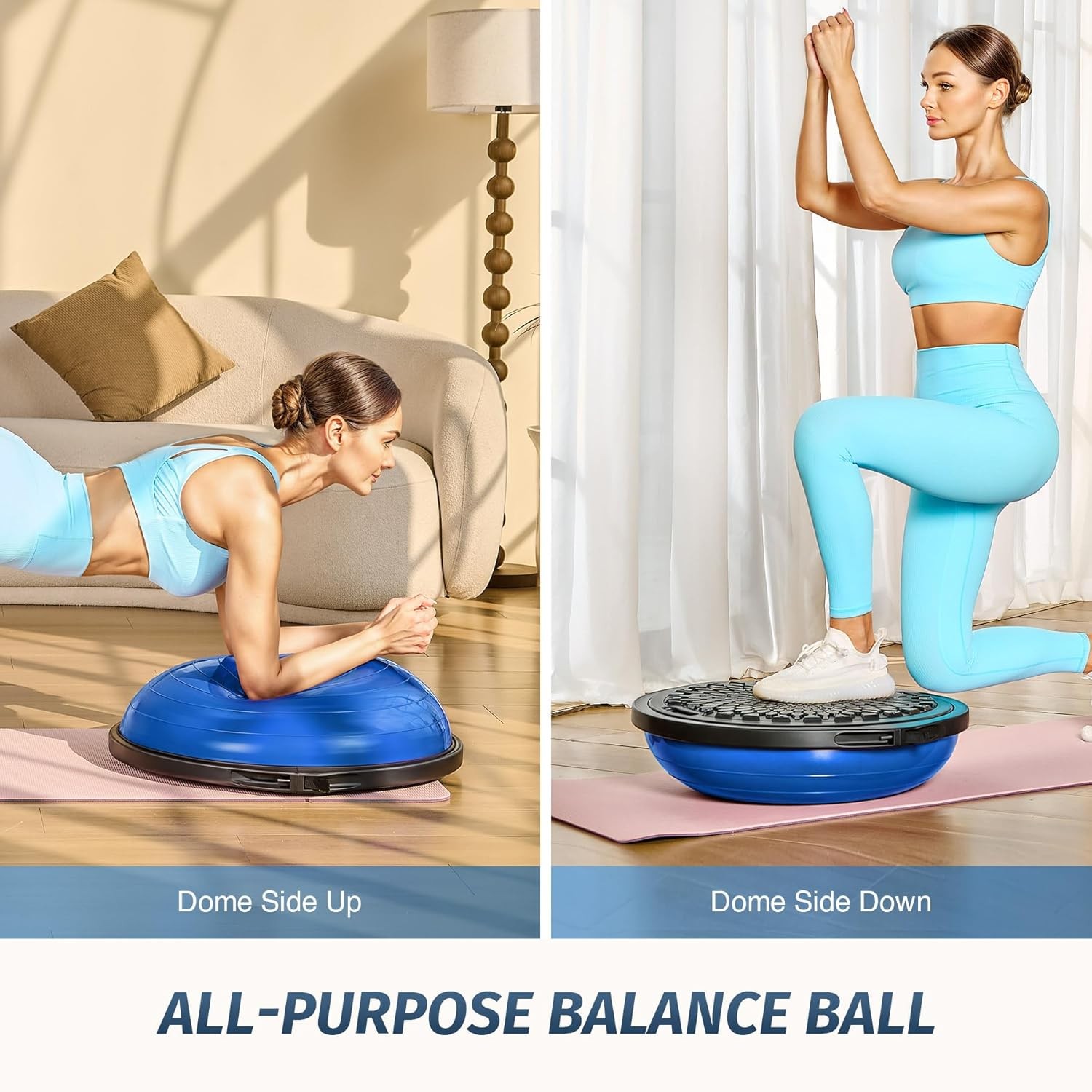 ZELUS 25in. Balance Ball | 660lb Inflatable Half Exercise Ball Wobble Board Ba