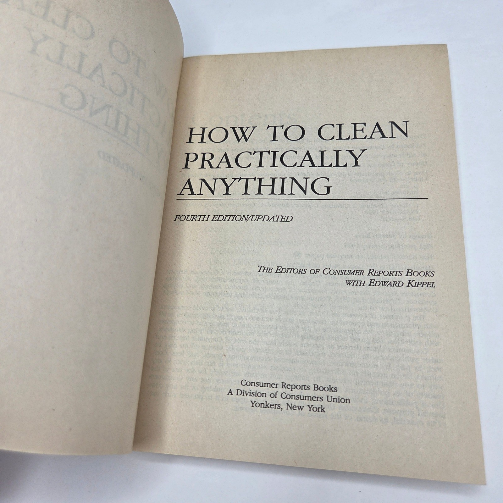 Consumer Reports How to Clean Practically Anything 4th Ed Paperback 1996 Vintage