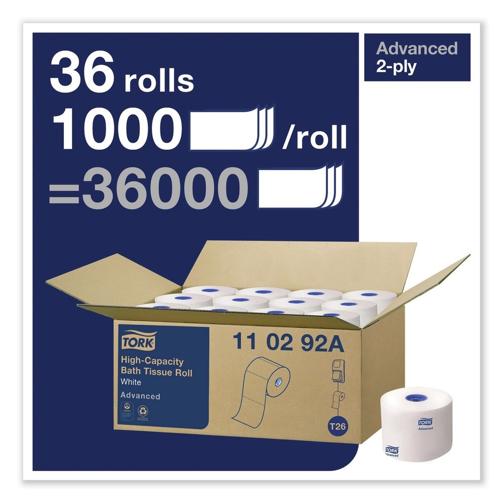 Tork 110292A 2-Ply Septic Safe Adv High Cap Bath Tissue – White (36/Carton) New