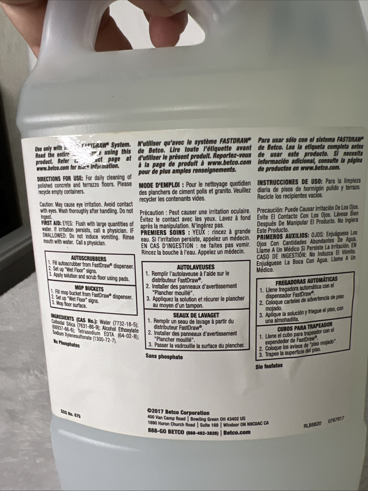 New Betco Densiclean 67.6oz Polished Concrete Terrazzo Cleaner 2L