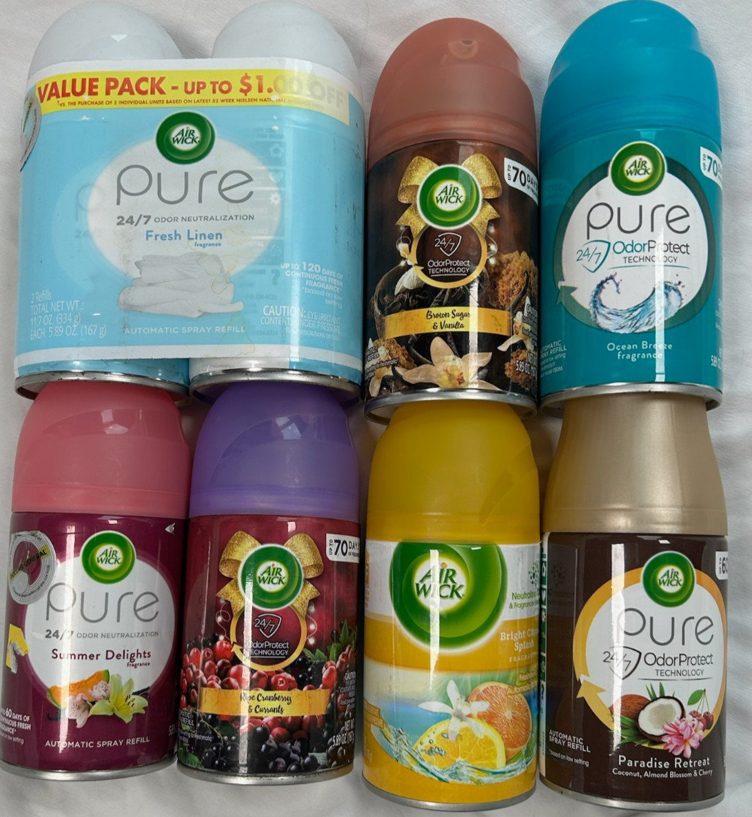 LOT 8 Air Wick Pure Freshmatic 5.89 oz Automatic Spray Refill Cranberry +More