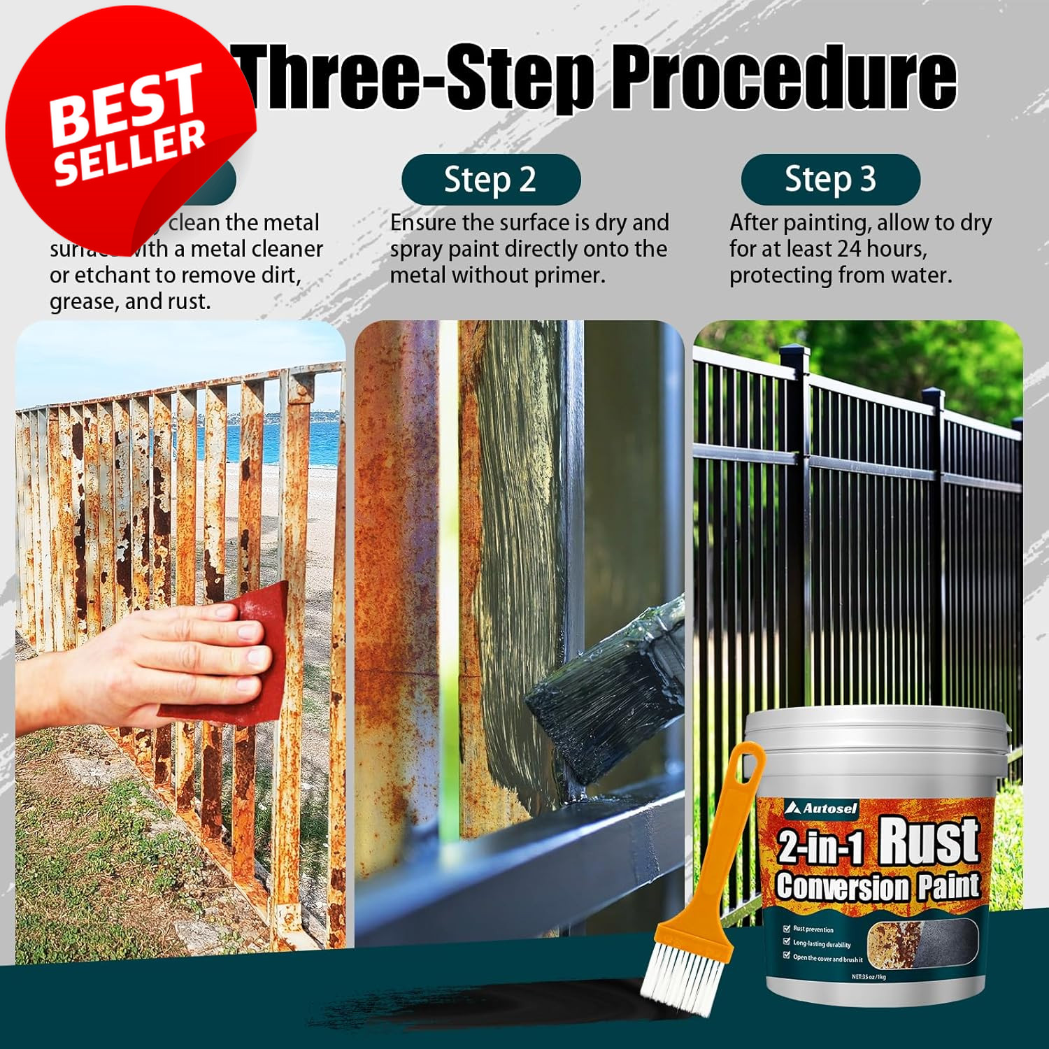 2-in-1 Rust Converter Metal Primer 35oz Heat Resistant Auto Marine – US