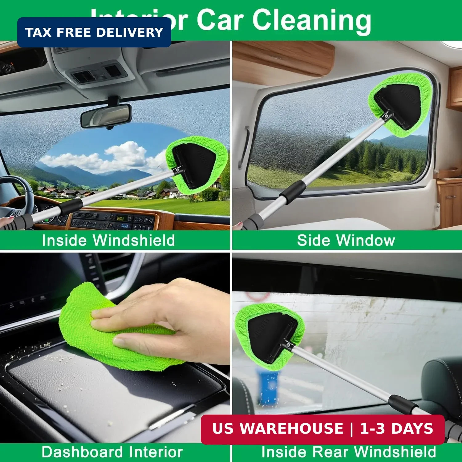 XINDELL 29-inch Windshield Cleaner Tool – Car Interior Window Cleaning Kit with