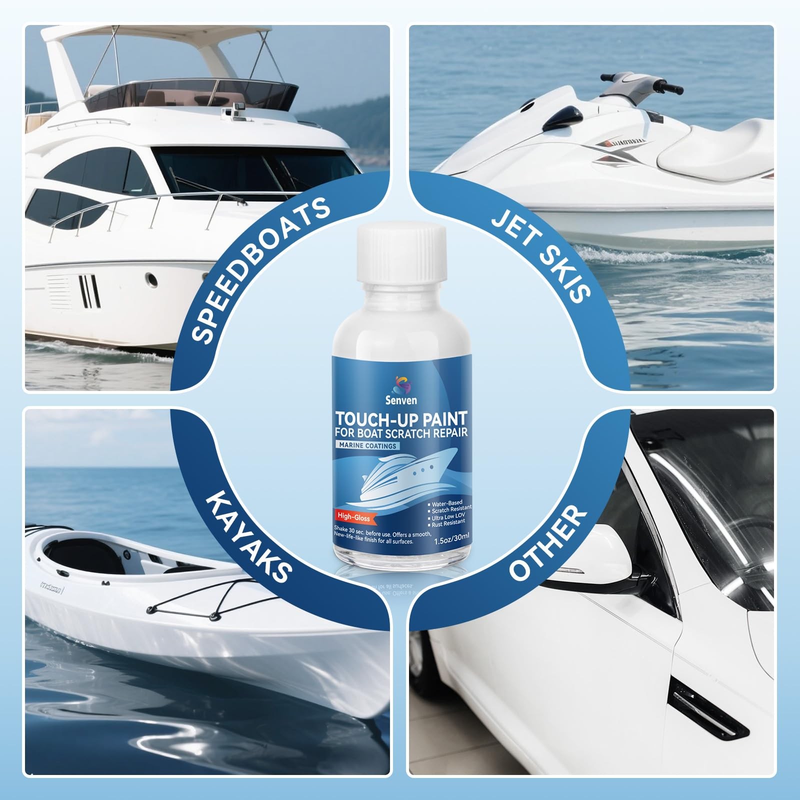 Boat Paint White Touch Up Pen High-Gloss Boat Scratch Repair Marine Topside B…