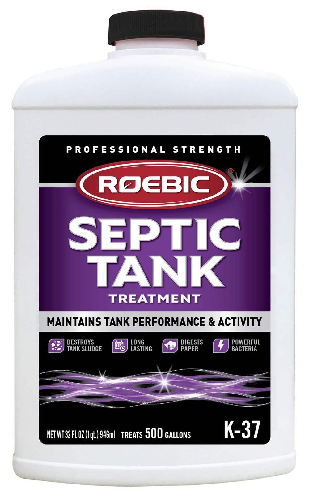(2 pack) Roebic K-37 Liquid Septic Tank Treatment, Drain Clog Remover 32 Fl Oz