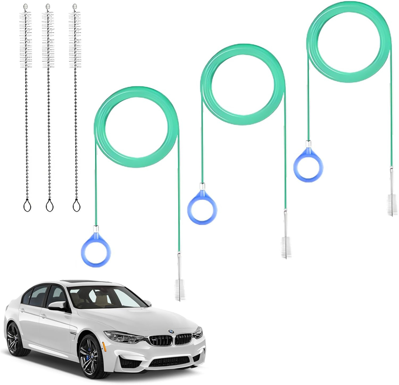 Auto Sunroof Cleaning Tool, 3Pcs Flexible 120 Inch Long Pipe Brush, 7.9 Inch