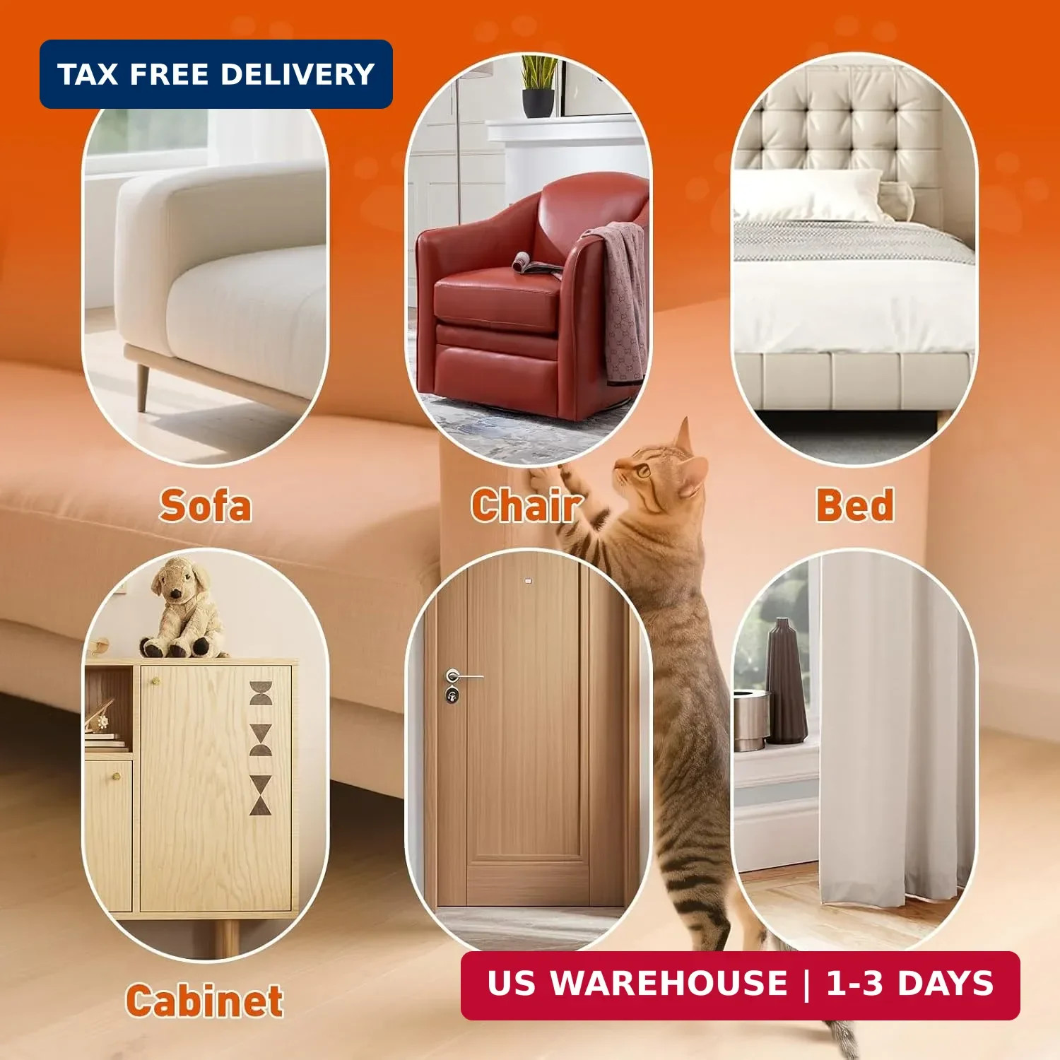 17Pack- Anti Cat Scratch Furniture Protector, Clear Couch Protector from Cat Cla