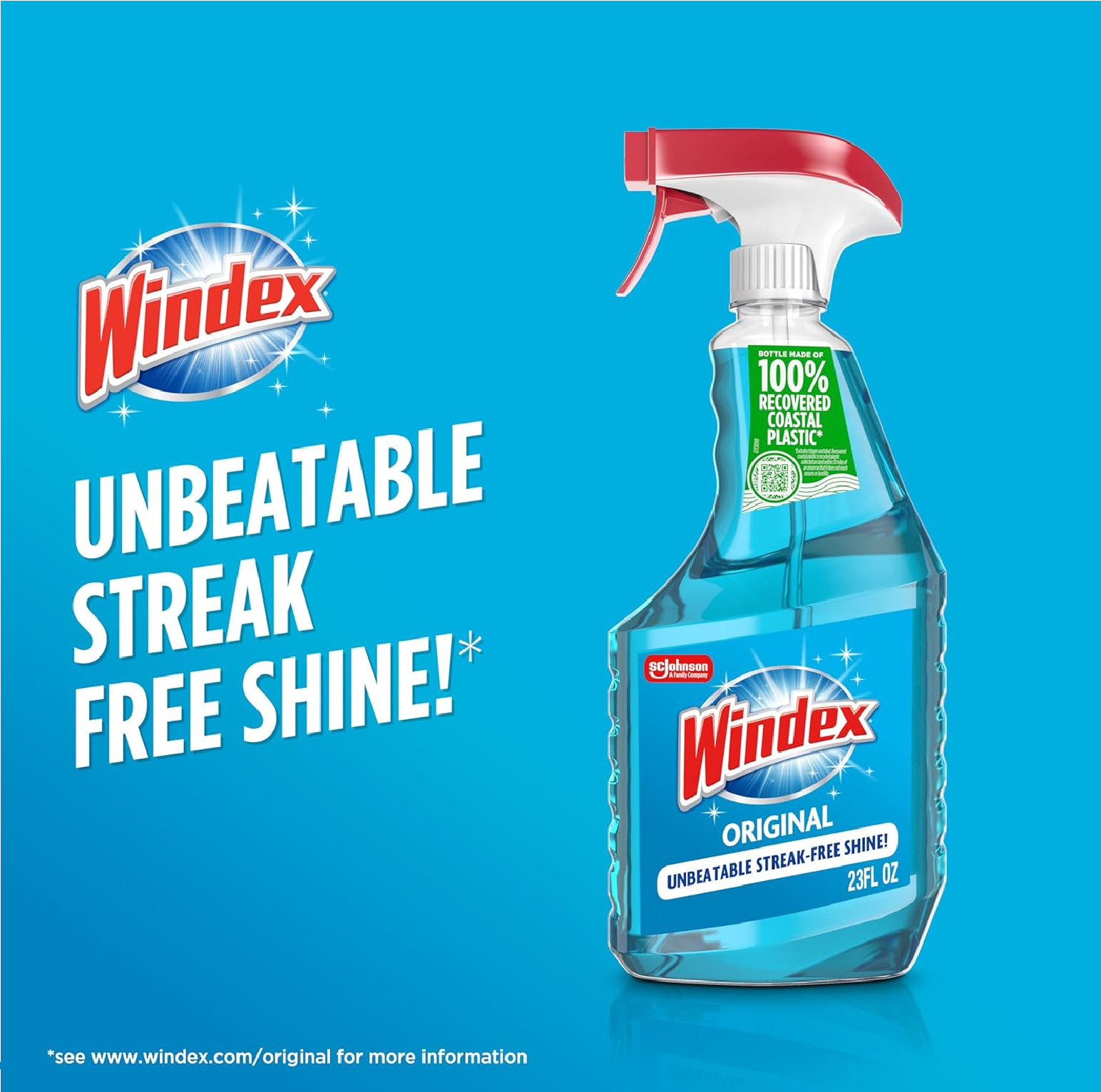 Windex Pack of 6 Glass and Window Cleaner Spray Bottle, Original Blue, 23 fl oz