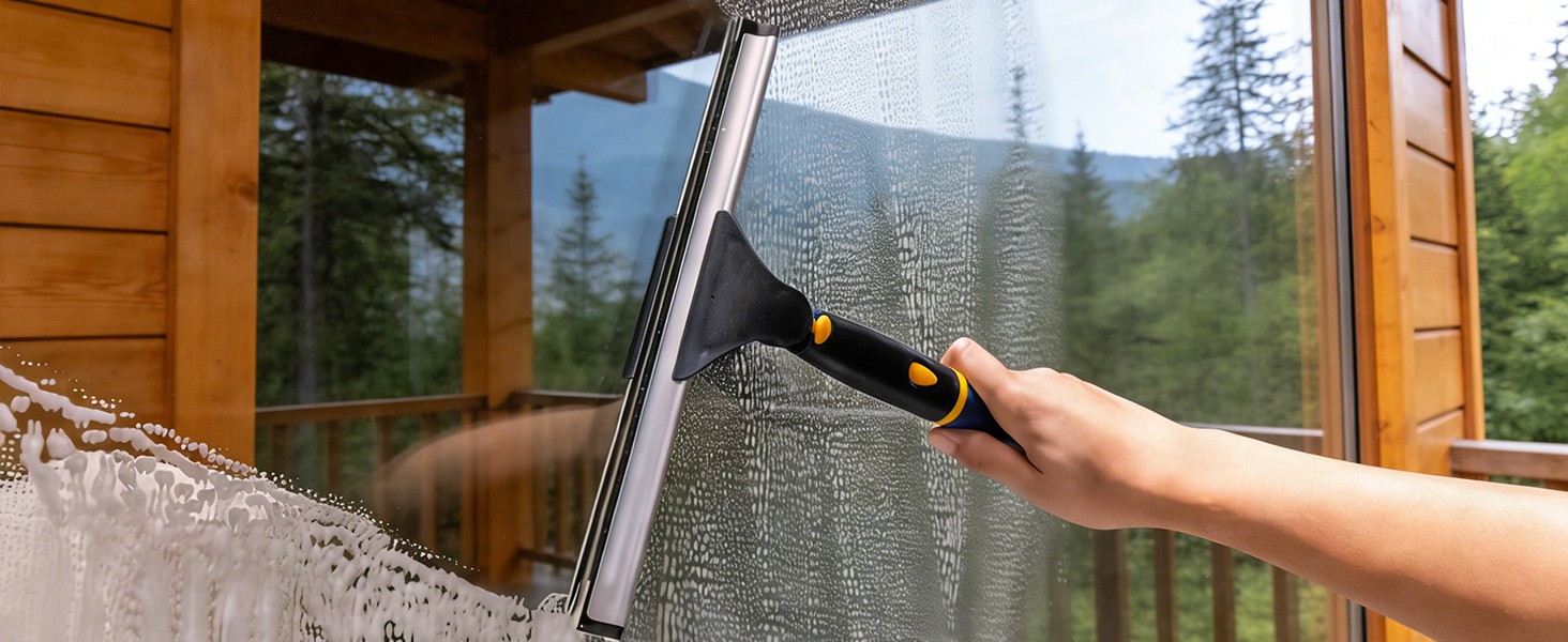 Swivel Shower Squeegee for Glass Doors, All-Purpose Anti-Slip Window Squeegee