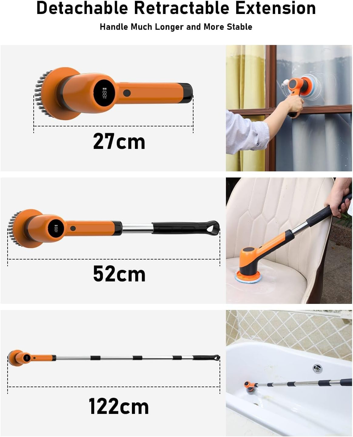 Electric Spin Scrubber for Bathroom – Cordless Brush Scrubber for Cleaning- IPX7