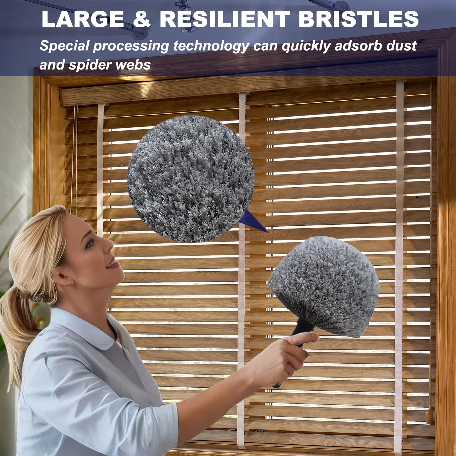 2 Pack Robust Cobweb Duster Head Brush – Superior Twist-On Web Cleaning Tool