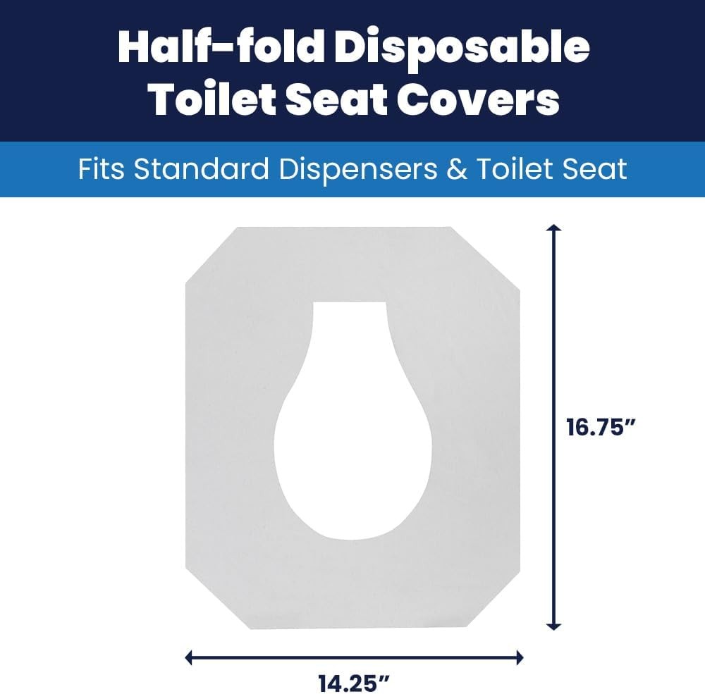 HOSPECO Discreet Seat Half-Fold Toilet Seat Covers, 14.25 X 16.5, White, 250/p
