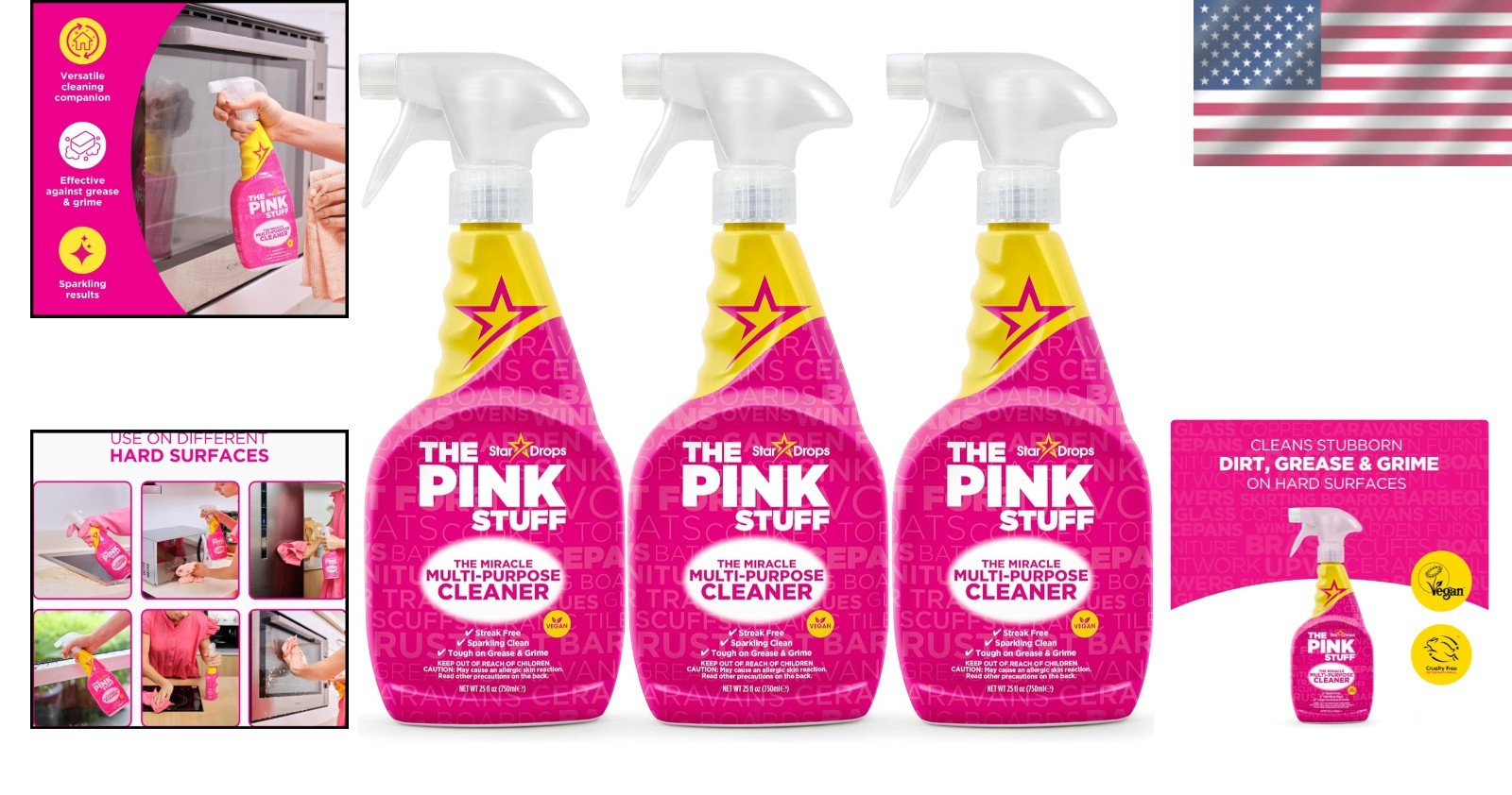 Versatile 750ml The Pink Stuff Cleaning Spray – 3-Pack Bundle for All Surfaces